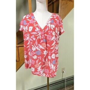 JNY Jones New York Women's Plus Size 2X Floral Flutter Sleeve Blouse Cottagecore